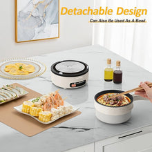 Load image into Gallery viewer, HYTRIC Electric Cooker, 2L Portable Electric Cooker with Foldable Handle, Non-Stick Electric Cooker with Dual Power Control for Camp, Dorm, Multi-Function Ramen Cooker for Oatmeal, Steak, Pasta,