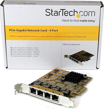 Load image into Gallery viewer, StarTech.com 4 Port PCIe Network Card - Standard Profile - RJ45 Port - Realtek RTL8111H Chipset - Ethernet Network Card - NIC Server Adapter Network Card , TAA (ST1000SPEX43)