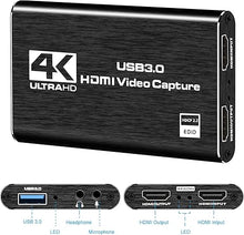 Load image into Gallery viewer, Capture Card Nintendo Switch, 4K HDMI Video Capture Card, 1080P 60FPS, HDMI to USB 3.0 Capture Card for Streaming Work with Camera/Xbox/PS4/PS5/PC/OBS
