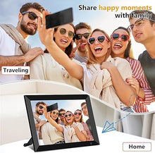 Load image into Gallery viewer, Frameo WiFi Digital Picture Frame, 10.1 inch Smart Digital Photo Frame 1280x800 IPS LCD Touch Screen, auto-Rotate, Built-in 16GB Storage, Share Photos or Videos Instantly via Frameo APP from Anywhere