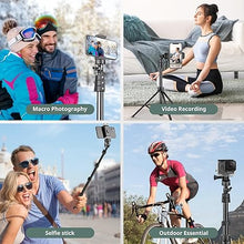 Load image into Gallery viewer, SENSYNE 72" Phone Tripod, Extendable Cell Phone Tripod Stand, Selfie Stick Tripod with Wireless Remote and Phone Holder, Compatible with iPhone Android Phone, Camera