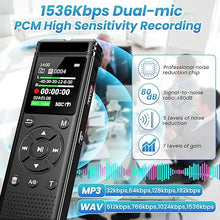Load image into Gallery viewer, 136GB Digital Voice Recorder with Playback,9000 Hours Audio Recording Device,Voice Activated Recorder with Noise Reduction,A-B Repeat,Mp3 Player and Password for Lectures Meeting/Classes/Interviews