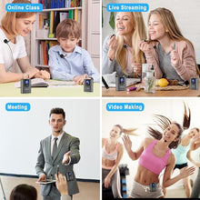 Load image into Gallery viewer, HOTEC UHF Wireless Headset Microphone/Lavalier Lapel Mic with Bodypack Transmitter and Mini Rechargeable Receiver 1/4" Output for Vlogging or Speech