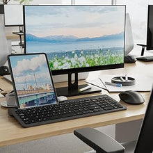 Load image into Gallery viewer, Wireless Keyboard and Mouse, Ergonomic Keyboard Mouse with Phone Holder, 2.4GHz Cordless Keyboard Mouse for Mac, Windows, PC, Laptop ?Black?