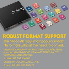Load image into Gallery viewer, Micca 4K Ultra-HD Digital Media Player for USB Drives and MicroSD Cards, Digital Signage, H.265/HEVC H.264/AVC MP4 MKV Videos MP3 Music JPG Photos, 4K HDMI, Analog AV, Auto Play and Resume
