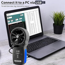 Load image into Gallery viewer, HVAC CFM Anemometer, AIOMEST Handheld Air Flow Meter Measuring Wind Speed/Airflow Velocity, Test Air Volume,Temperature, Humidity, Digital CFM Tester AI-866A with Real-Time USB Sync to PC