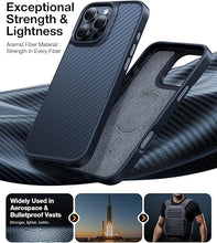 Load image into Gallery viewer, TORRAS Upgraded Stronger Magnetic & Shockproof for iPhone 16 Pro Case, Military Grade Drop Protection, Compatible with MagSafe, for iPhone 16 Pro Case Slim Anti-Scratch, Aramid Fiber Back/Black Edge