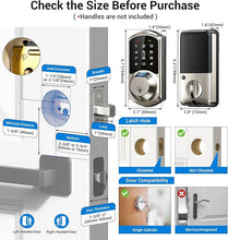 Load image into Gallery viewer, Veise Fingerprint Smart Lock for Front Door, 7-in-1 Keyless Entry Deadbolt with App Control, Electronic Digital Locks with Touchscreen Keypad, Auto Lock, Easy Install, Waterproof, Satin Nickel