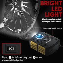 Load image into Gallery viewer, FORTEM Tire Inflator 150 PSI, Bike Pump, 110V AC 12V DC Air Pump for Car Tires, Digital Tire Pressure Gauge w/Auto Pump/Shut Off, Carrying Case (Yellow)