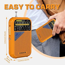 Load image into Gallery viewer, D221 NOAA Weather Radio Portable AM FM Shortwave Radio Receiver, 2 AA Battery Operated, Transistor Radio with Excellent Reception for Emergency, Hurricane, Gift, Walking and Home (Orange)