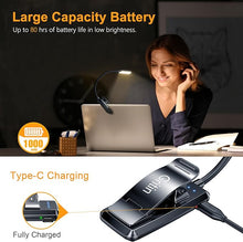 Load image into Gallery viewer, Gritin 9 LED Rechargeable Book Light for Reading in Bed -Eye Caring 3 Color Temperatures,Stepless Dimming Brightness,80 Hrs Runtime Small Lightweight Clip On Book Reading Light for Studying