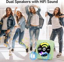 Load image into Gallery viewer, CD Player Portable Bluetooth 5.1 Desktop CD Player with HiFi Sound Speakers,Remote Control,Dust Cover,LED Display,Boombox FM Radio,USB/AUX for Home,Kids (Green)