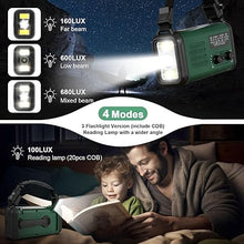 Load image into Gallery viewer, Emergency Hand Crank Weather Radio, 20000mAh AM/FM/NOAA Solar Powered Radio with Phone Charger, USB Charged, LED Flashlight Reading Lamp Headphone Jack, SOS Alarm, Compass for Emergency (Army Green)