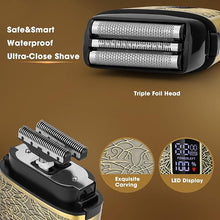 Load image into Gallery viewer, Electric Shavers for Men,Powerful Motor Electric Razor,Head Shavers for Bald Men,Triple Foil Beard Trimmer,Barber Supplies LED Displays & USB Charging Waterproof Shaver, Gifts for Men (Bronze)
