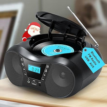 Load image into Gallery viewer, Boombox Portable CD Players for Home with Bluetooth, Boombox CD Player FM Radio Combo, Stereo Sound, AC/Battery Powered, CD/CD-R/RW Compatible, Support AUX/USB/Headphone, Sleep Timer, Repeatable