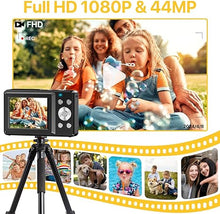 Load image into Gallery viewer, Digital Camera, FHD 1080P Digital Camera for Kids with 32GB SD Card Compact Point and Shoot Camera 16X Zoom Anti Shake Portable Cameras Small Camera for Teens Boys Girls Seniors with Best Wishes Card