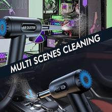 Load image into Gallery viewer, Electric Compressed Air Duster & Vacuum 2 in 1, Dust Air Blower for Electronics Computers PC Keyboard Handheld Cordless Vacuum Cleaner - 3 Gear 50000RPM 6000mAh Rechargeable with Display