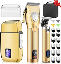 Load image into Gallery viewer, Suttik Hair Clippers for Men Professional, Cordless Beard Trimmer & Electric Shavers for Men, Mens Hair Clippers and Trimmer Kit for Barber with Case, Gold