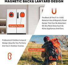 Load image into Gallery viewer, Indoor/Outdoor CO2 Carbon Dioxide Detector, 3-in-1 Portable CO2 Monitor,Temperature & Humidity, CO2 Meter with Alarm, for Home, Car, Grow Tents, Travel,Camping