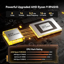 Load image into Gallery viewer, GEEKOM A8 AI Mini PC, AMD Ryzen 9 8945HS(up to 5.2GHz) Mini Computers, 32GB DDR5 5600MHz RAM&2TB PCIe 4.0 SSD, Windows 11 Pro Mini Desktop, AMD Ryzen AI/Radeon 780M/WiFi 6E/BT5.2/USB4/8K/Quad Display