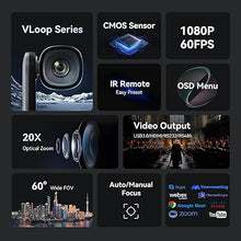 Load image into Gallery viewer, Tenveo VLoop PTZ Camera with 20X Optical Zoom Wide View Angle USB3.0/HDMI Works with Zoom Skype Teams FHD 1080P for Video Conference Red Dot Design Winner (VL20H)