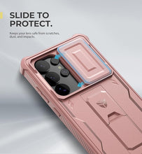 Load image into Gallery viewer, Dexnor for Samsung Galaxy S25 Ultra Case with Built-in Slide Camera Cover & Screen Protector & Kickstand,Heavy-Duty Shockproof Rugged Case Full-Body Bumper Cover for Galaxy S25 Ultra(2025),Peony Pink