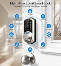 Load image into Gallery viewer, Veise Fingerprint Smart Lock for Front Door, 7-in-1 Keyless Entry Deadbolt with App Control, Electronic Digital Locks with Touchscreen Keypad, Auto Lock, Easy Install, Waterproof, Satin Nickel