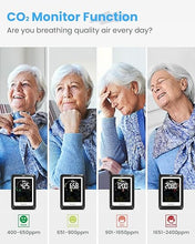 Load image into Gallery viewer, Newentor CO2 Monitor, Indoor Air Quality Meters, Carbon Dioxide Detector with Voice Alert, Large Display CO2 Tester, Temperature Humidity Sensor, Alarm Clock for Home, RV, Grow Tents, Black