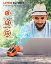 Load image into Gallery viewer, Cooling Waist Fan w/Steel Clip and Silicone Sleeve, Under Shirt Fan Clip On with Lanyard, 24H Personal Fan, 3 Speeds Cooling Belt Fan, 6000mah Rechargeable Body Fan for Outdoor, Travel