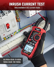 Load image into Gallery viewer, KAIWEETS Inrush Digital Clamp Meter 1000A with Backlit; Multimeter TRMS 6000 Counts, Amp Voltage Tester with VFD, LOZ Mode; Measures AC/DC Current Voltage Temperature Resistance NCV - Upgraded Screen