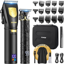 Load image into Gallery viewer, GLAKER Hair Clippers for Men Professional, Cordless Clippers for Hair Cutting, Mens Hair Clippers and Trimmer Kit for Barber with LED Display 15 Guide Combs
