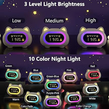 Load image into Gallery viewer, Alarm Clock for Kids, Ok to Wake Clock for Kids with Eye Protection Sleep Training Auto Off Feature 10 Night Light Dual Alarm, Kids Alarm Clock for Girls and Boys, Cute Cat