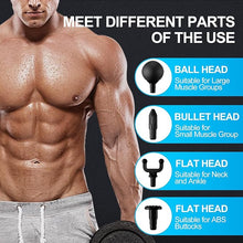 Load image into Gallery viewer, Mini Massage Gun,Portable Deep Tissue Muscle Fashion Back Massager, Handheld Percussion Massager for Pain Relief with 6 Intensities, 4 Heads, Coloured Light?Gifts for Men and Women