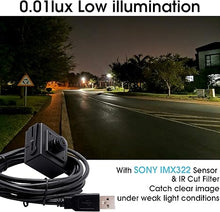 Load image into Gallery viewer, SVPRO USB Camera 1080P Webcam with 180 Degree Fisheye Lens,2MP Low Light Lightburn Camera with Sony IMX323 Sensor Small Industrial Camera with Aluminum Case H.264