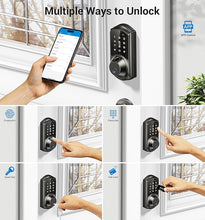Load image into Gallery viewer, Veise Fingerprint Smart Lock for Front Door, 7-in-1 Keyless Entry Deadbolt with App Control, Electronic Digital Locks with Touchscreen Keypad, Auto Lock, Easy Install, Waterproof, Matte Black