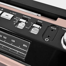 Load image into Gallery viewer, Studebaker SB2145RG 80's Retro Street Bluetooth Boombox with FM Radio, CD Player, LED EQ, 10 Watts RMS Power and AC/DC in Rose Gold
