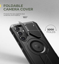 Load image into Gallery viewer, Dexnor for Samsung Galaxy S25 Plus Case with Camera Cover & Adjustable Kickstand & Built-in Screen Protector, Magnetic Rugged Shockproof Bumper Cases Heavy-Duty Magnetic Protective Cover (2025),Black