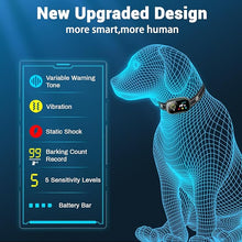 Load image into Gallery viewer, Dog Bark Collar, Dog Shock Collar for Large Medium Small Dogs 10-150lbs, Rechargeable Anti Barking Training Collar with 5 Adjustable Sensitivity, IP67 Waterproof Dog bark Deterrent Devices (Green)
