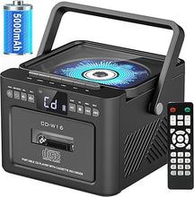 Load image into Gallery viewer, Boombox Cassette CD Player Bluetooth5.1 with 5000mAh Battery,5W Dual Stereo Speakers,Rechargeable CD Player with FM Radio,Remote Control,Tape Recording,3.5mm Earphone Jack,AUX/Micro SD/USB for Home