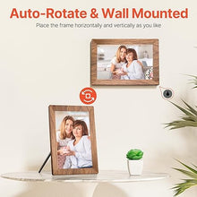 Load image into Gallery viewer, Frameo 10.1" Digital Picture Frame with 32GB Memory WiFi Electronic Photo Frame Wood 1280 x 800 IPS Touch Screen Auto-Rotate Slideshow Wall Mountable Share Photos/Video Remotely Anywhere