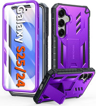 Load image into Gallery viewer, FNTCASE for Samsung Galaxy S25 Case: for Galaxy S24 Case Military Grade DropProof Protection Cover with Kickstand | Matte Textured Rugged Shockproof | Protective Sturdy Phone Case - 6.2 inch Purple