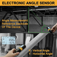 Load image into Gallery viewer, PREXISO Laser Measure Rechargeable, 265Ft Green Beam Laser Measurement Tool with Angle Sensor& 30 Sets Data Storage &1/4"-20 Threaded Hole - Ft/Ft+in/in/M Units - Pythagorean Mode, Area, Volume