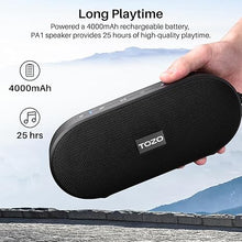 Load image into Gallery viewer, TOZO PA1 Bluetooth Speaker with 20W Stereo Sound, 25H Playtime, IPX7 Waterproof Portable Wireless Speaker with EQ Mode APP Control, Dual Pairing for Home, Outdoor Travel, Black