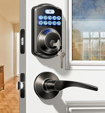 Load image into Gallery viewer, Veise Keyless Entry Door Lock with 2 Lever Handles - Electronic Keypad Deadbolt, Auto Lock, Easy Installation Digital Smart Code Door Lock, Front Door Lock Set, Matte Black