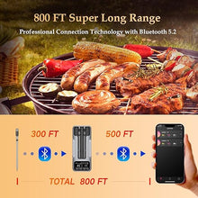 Load image into Gallery viewer, 800FT Smart Wireless Meat Thermometer with Digital Meat Probe, Bluetooth Meat Thermometer with App Host Control for Barbecue, Outdoor Grilling, Oven & Smoker (Two*Probe-01)