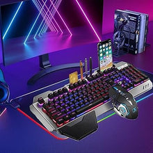 Load image into Gallery viewer, Wireless Gaming Keyboard and Mouse Combo with Rainbow LED Backlit Rechargeable 4800mAh Battery Metal Panel Mechanical Ergonomic Waterproof Dustproof 7Color Mute Mice for Computer PC Mac Gamer (Purple)