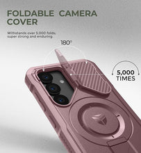 Load image into Gallery viewer, Dexnor for Samsung Galaxy S25 Case with Camera Cover & Adjustable Kickstand & Built-in Screen Protector, Magnetic Rugged Shockproof Bumper Cases Heavy-Duty Magnetic Protective Cover (2025),Peony Pink