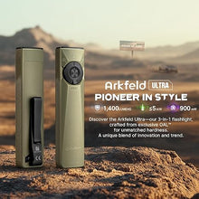 Load image into Gallery viewer, OLIGHT Arkfeld Ultra 1400 Lumens EDC Flat Flashlight, Rechargeable Compact Pocket Light Combines White Light, UV Light, and Green Beam, Triple Light Sources Perfect for Checking, Working (Olive Green)