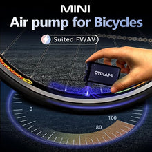 Load image into Gallery viewer, Tiny Bike Pump 100PSI Tire Pump Bicycle Inflator Electric Air Pump Bicycle Tube Air Pump with Presta & Schrader Valve Aluminium for Road & Mountain Bikes, Type-C Rechargeable Battery