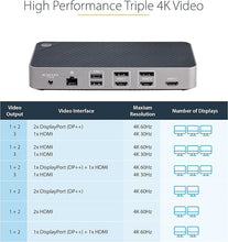 Load image into Gallery viewer, StarTech.com HDMI/DP Triple 4k USB C Dock - 5X USB Hub - GbE - 100W PD - Universal Multi Monitor Docking Station - Thunderbolt 3/4 Compatible (116N-USBC-DOCK)